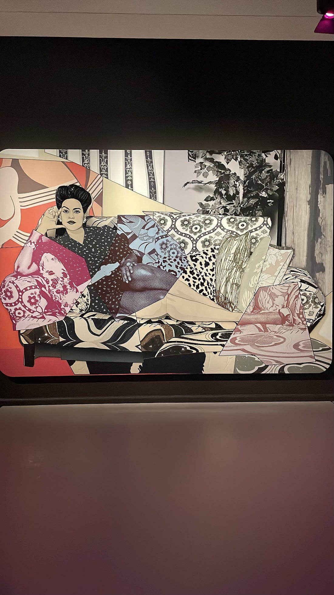 Mickalene Thomas reclining figure, mixed media — Grand Palais